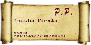 Preisler Piroska névjegykártya